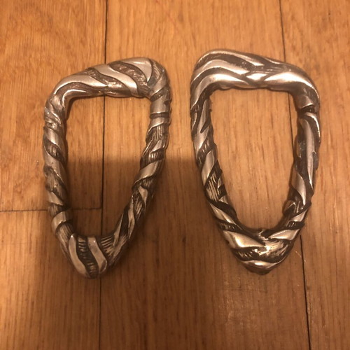 Roberto Cavalli vintage metal bag rings, silver effect, 2 pcs