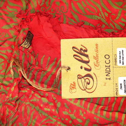 Handmade Batik Silk and Cotton Pareo Scarf SAR107 new, multicolor
