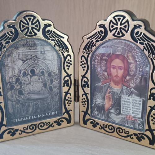 Decorative religious diptych icon like new