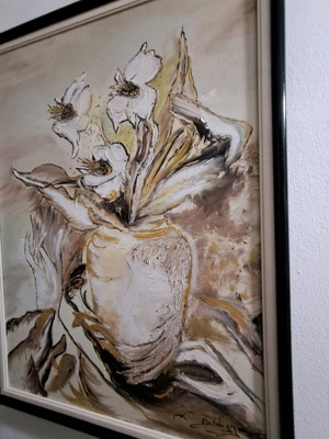 Vase with flowers oil painting on canvas new, handmade frame