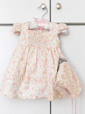 Baby dress with matching hat, Piper & Posie, pastel colors, 3 months