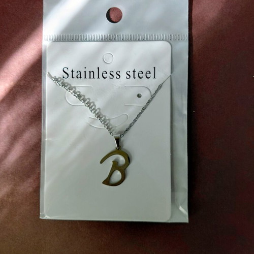 Necklace with Greek Initial Z, G or V, new, stainless steel