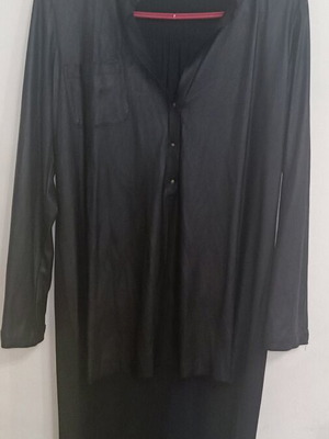 Black blouse dress used, size Small, leatherette and muslin