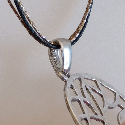 Silver 925 Pendant Necklace with Triple Cord New