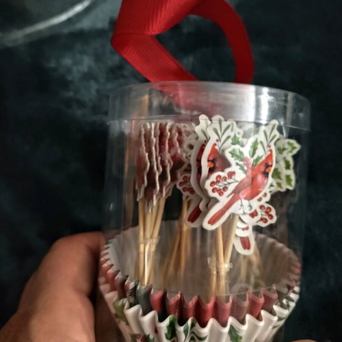 Christmas food decorations and gold glass balls pack new