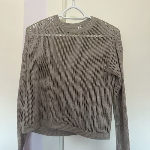 Uniqlo knit perforated sweater taupe size S like new