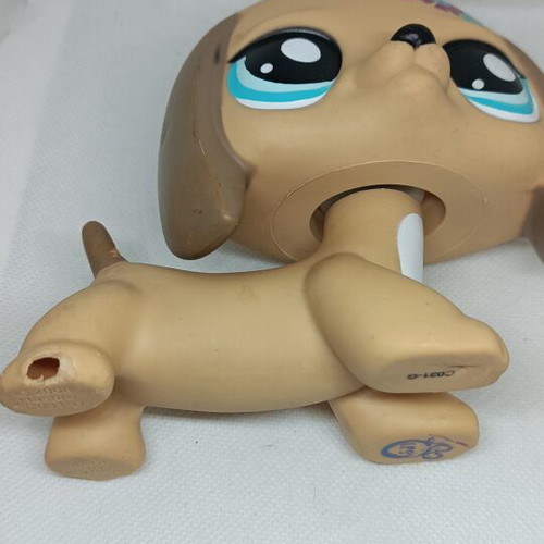 Littlest Pet Shop Jumbo Beige Dachshund figure used, Hasbro