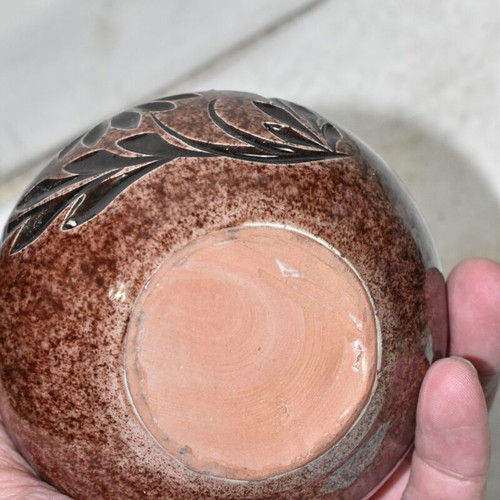 Vintage ceramic vase Sifnos used with embossed design