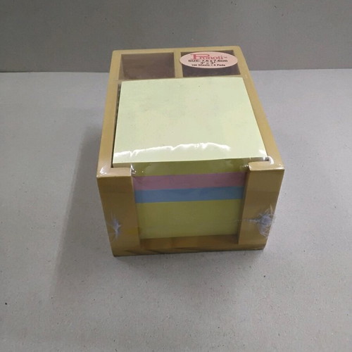 Wooden holder for Post-it 76x76 with 2 pencil slots and 600 notes new