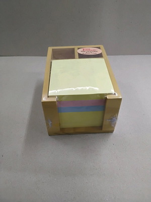 Wooden holder for Post-it 76x76 with 2 pencil slots and 600 notes new
