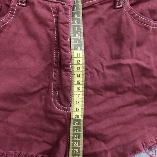 Vintage upcycled distressed burgundy cutoff shorts refurbished, size S