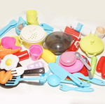 Cutting vegetables and kitchen toys used
