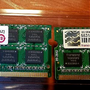 Μνήμη RAM Transcend 2x2Gb DDR3 1333 sodimm
