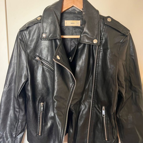 Mango leather jacket used, size M, black