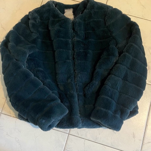Fransa synthetic fur jacket new, petrol color