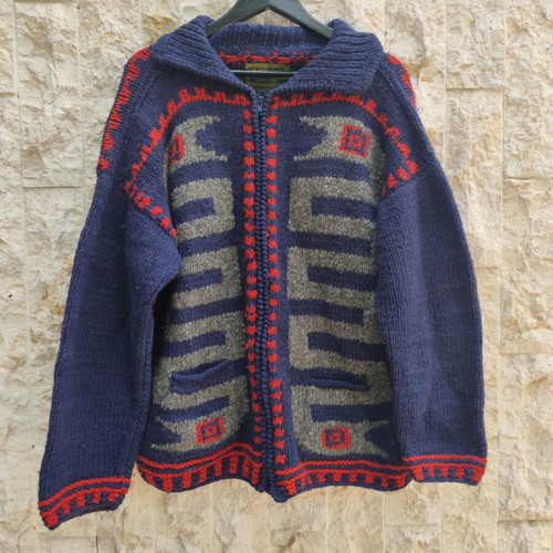 Knitted Cardigan with Zipper by Amor like new, blue, XXL