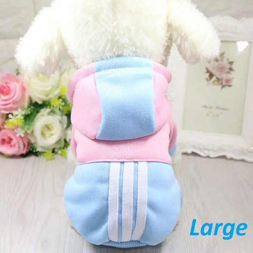 Dog Clothes Sporty Look Blue-Pink L new with hoodie and fleece