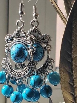 Handmade boho light earrings with turquoise stones new