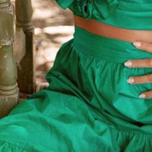Skirt and blouse like new, 100% cotton, emerald, size S