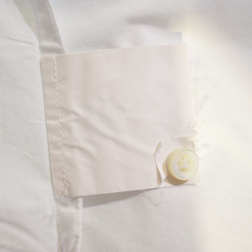 Rundholz white cotton poplin shirt tunic with back zipper, size L