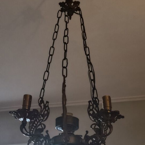 Vintage ceiling light used with porcelain hand-painted details