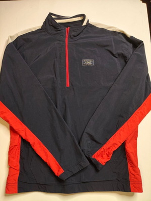 Abercrombie & Fitch 1/4 Zip Windbreaker Jacket Size M like new, navy red