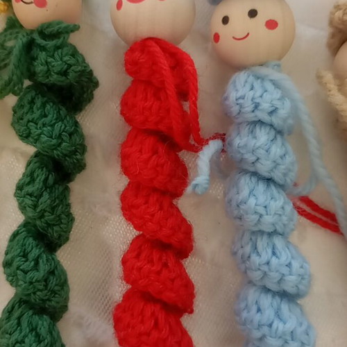Handmade knitted worms new, set of 8 pieces 12 cm long