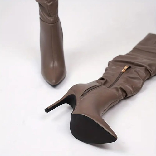 Over-the-Knee Boots with Slouchy Style, EU 42.5, Coffee Brown