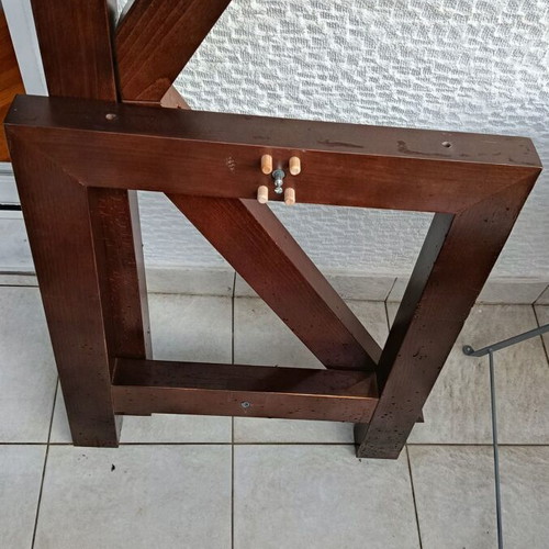 Glass dining table with wooden base 200x90 cm