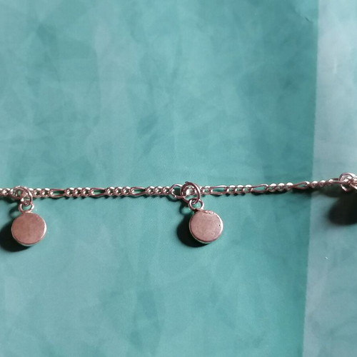 Silver 925 anklet with Figaro chain and colorful charms new