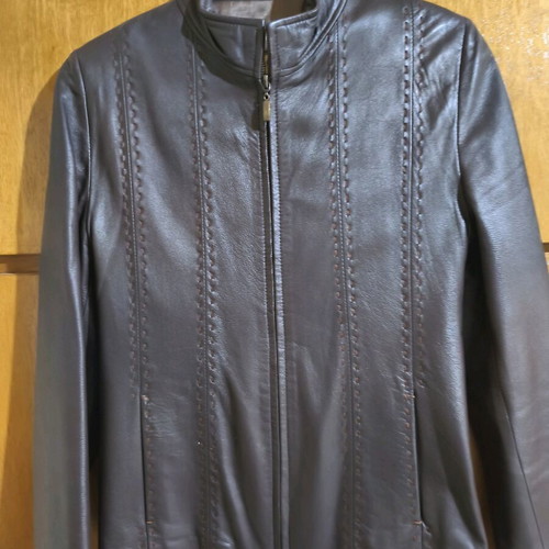 Women's leather jacket brown like new, size M