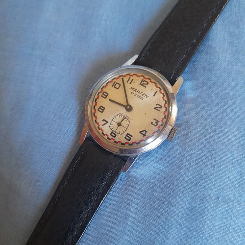 Marten vintage mechanical wristwatch used, 17 rubies, 1940s-50s