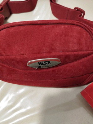 Delsey red waist bag new banana style with 2 zip compartments