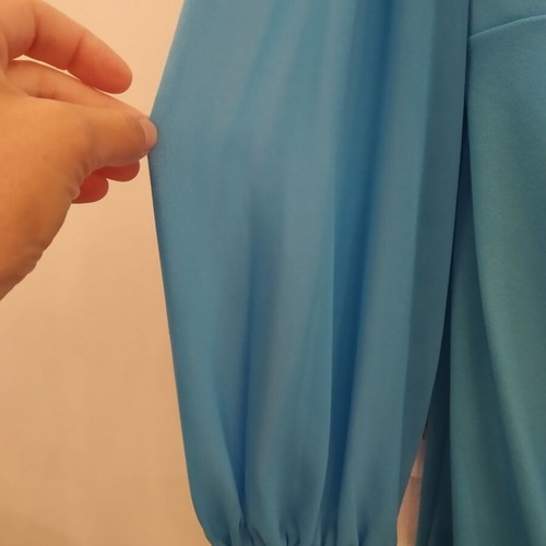 Dress elegant mini blue with transparent sleeve new, size S and M