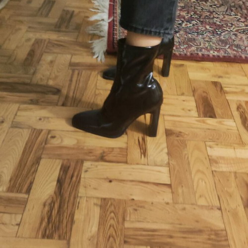 ASOS DESIGN Eloise boots black crinkle patent like new size 37