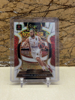 2025-26 Panini Select Euroleague Basketball Vassilis Spanoulis Concourse White Sparkle Prizm SSP κάρτα
