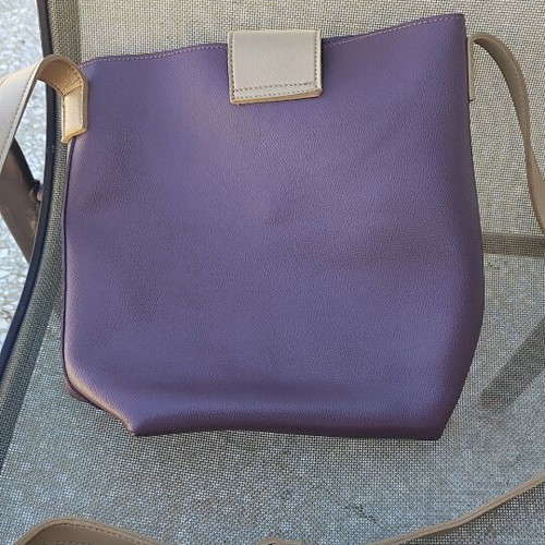 Gogo shoulder bag like new, beige and purple faux leather