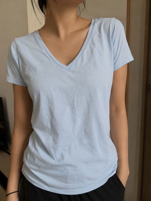 Short-sleeve blouse like new, one size, blue