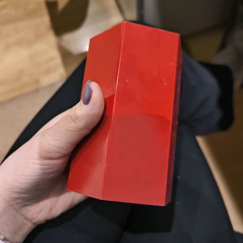 Red pencil holder used for office