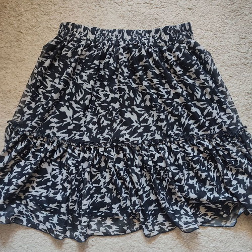 Tamaris knee-length summer skirt, black and white, elastic waist