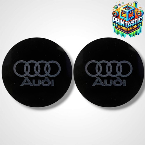 Audi 69mm cup holder covers set of 2 gloss black plexiglass new