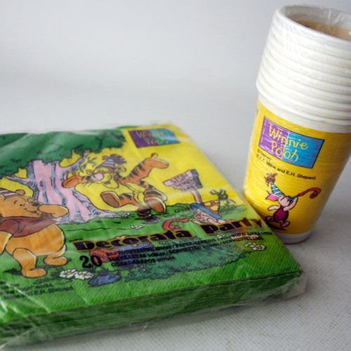 Vintage 90's Winnie the Pooh Tiger party set 20 napkins 10 cups Decorata new