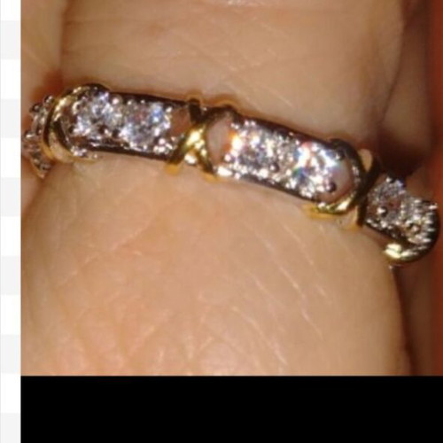 Enigma ring new, gold and silver plated with zirconia