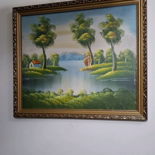 Landscape Painting with Frame like New, 67x55 cm, Classic Style