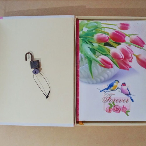 Vintage romantic diary album with box and lock 90s like new