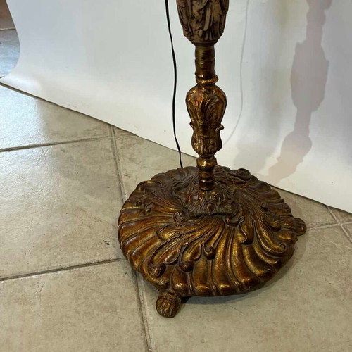 Vintage brass floor lamp with ornate baroque designs used