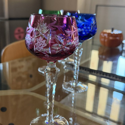 Vintage DDR Grape Cut to Clear Crystal Wine Hock Glass