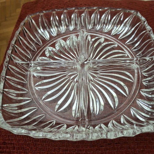Crystal serving platter with compartments for nuts