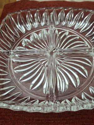 Crystal serving platter with compartments for nuts