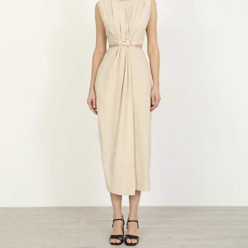 Zara dress with golden buckle like new, beige, size M